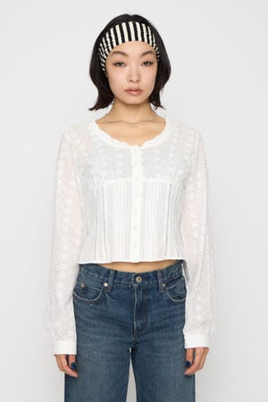 FRILL NECK COTTON ブラウス
