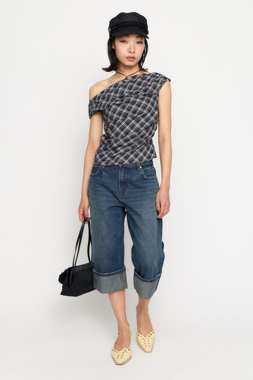 NECK LOOSEY CHECK トップス BLK FREE