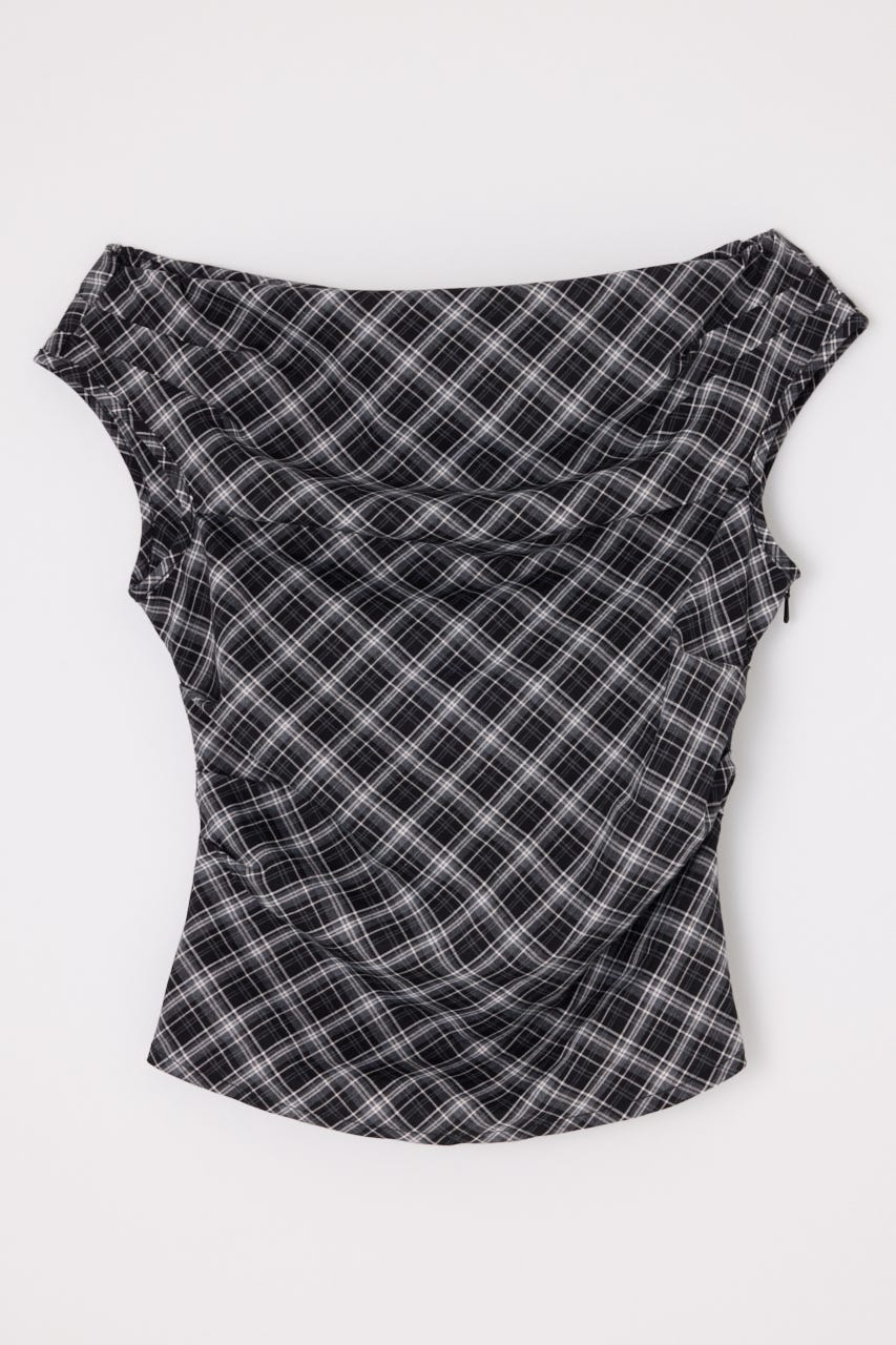 NECK LOOSEY CHECK トップス BLK FREE