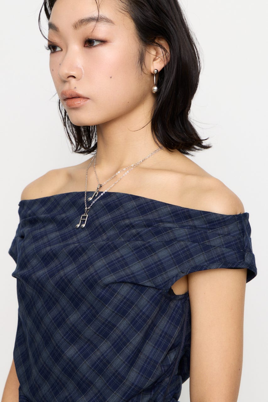 NECK LOOSEY CHECK トップス NVY FREE