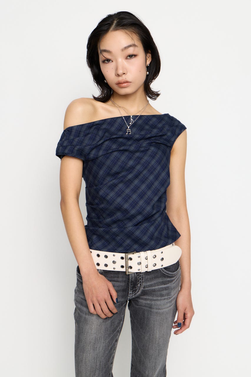 NECK LOOSEY CHECK トップス NVY FREE