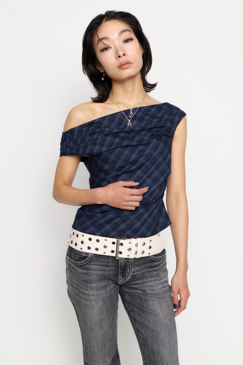 NECK LOOSEY CHECK トップス NVY FREE