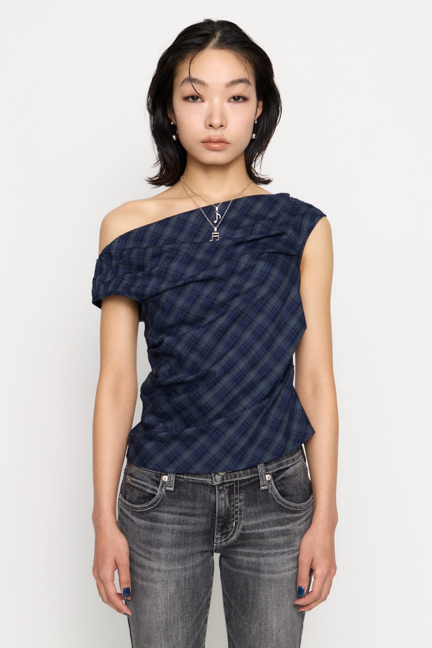 NECK LOOSEY CHECK トップス NVY FREE