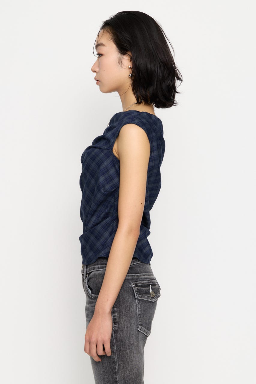 NECK LOOSEY CHECK トップス NVY FREE