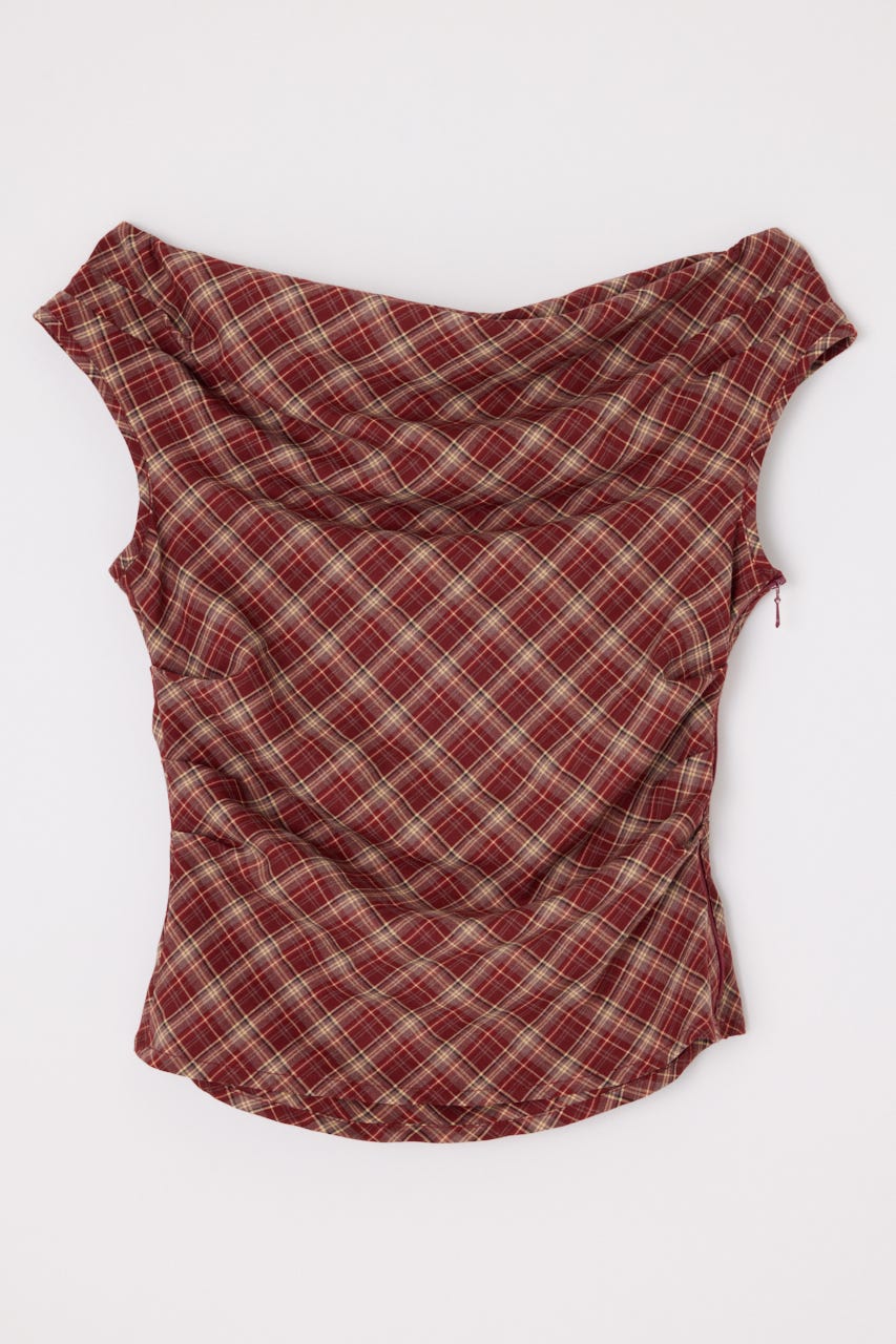 NECK LOOSEY CHECK トップス RED FREE