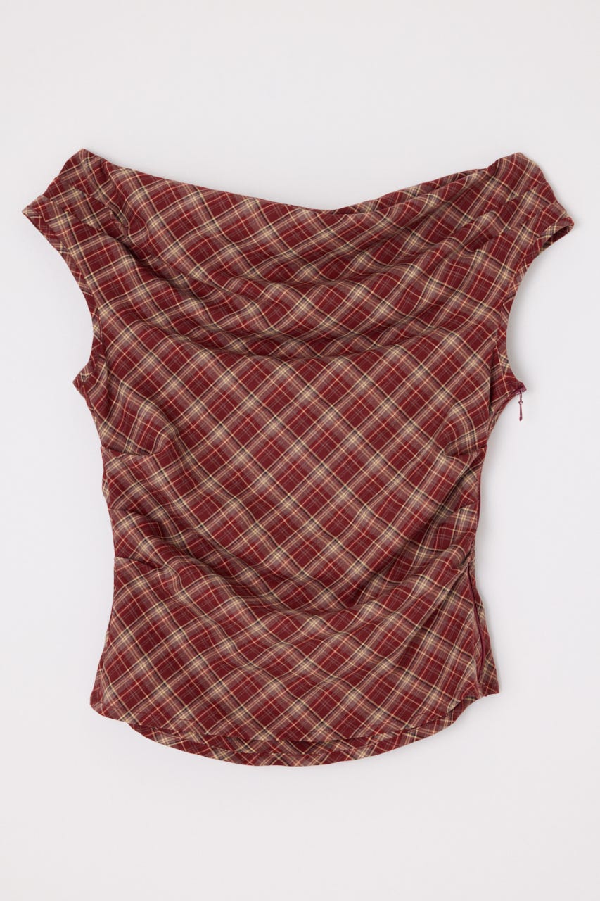 NECK LOOSEY CHECK トップス RED FREE