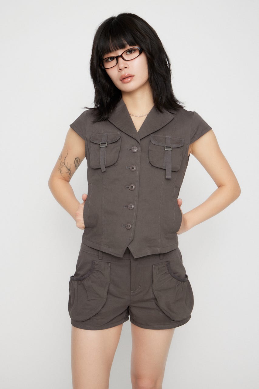 POCKET COMPACT  SHIRT トップス GRY FREE