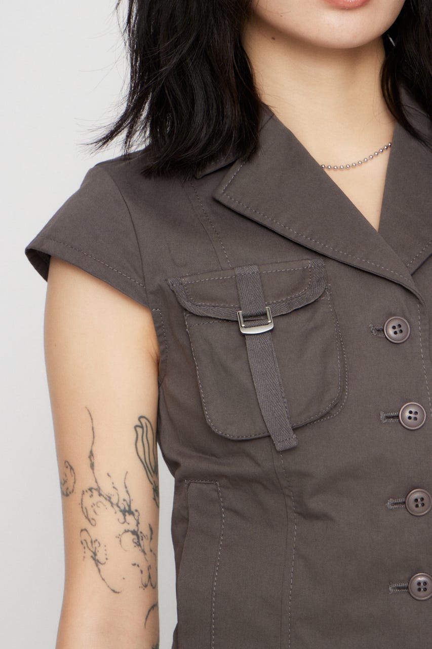 POCKET COMPACT  SHIRT トップス GRY FREE