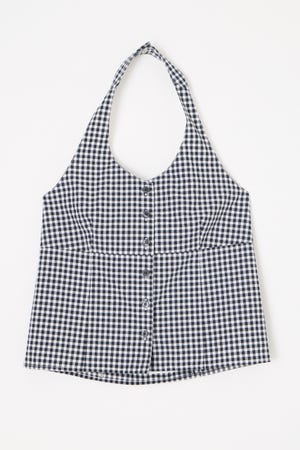 GINGHAM CHECK HALTER トップス