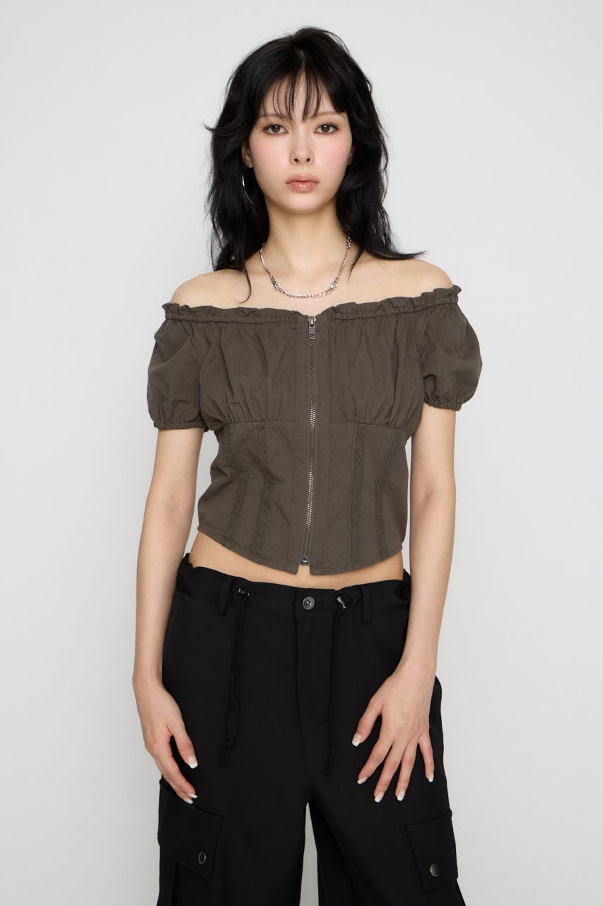 2WAY ZIP COTTON トップス C.GRY FREE