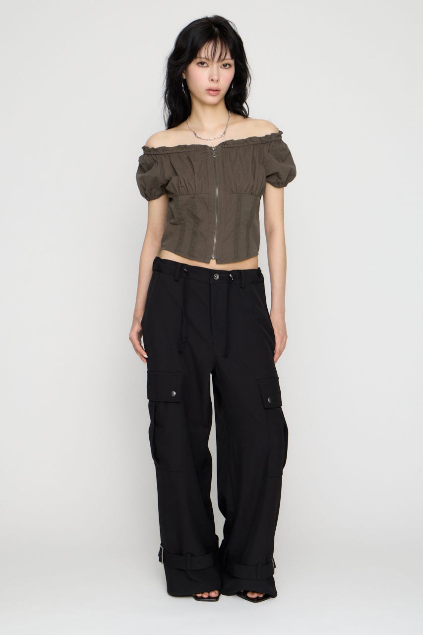 2WAY ZIP COTTON トップス C.GRY FREE