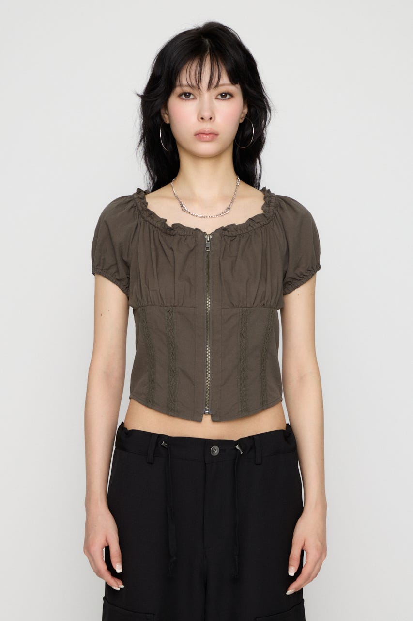 2WAY ZIP COTTON トップス C.GRY FREE