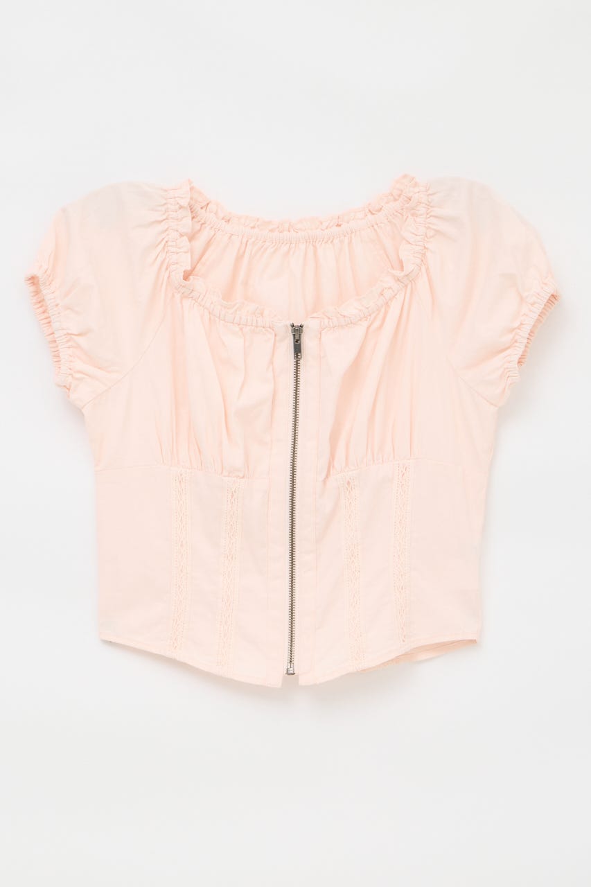 2WAY ZIP COTTON トップス L/PNK FREE