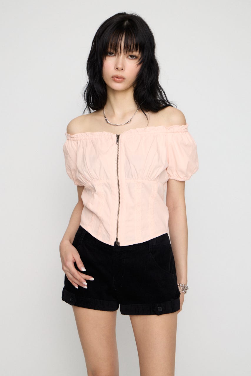 2WAY ZIP COTTON トップス L/PNK FREE