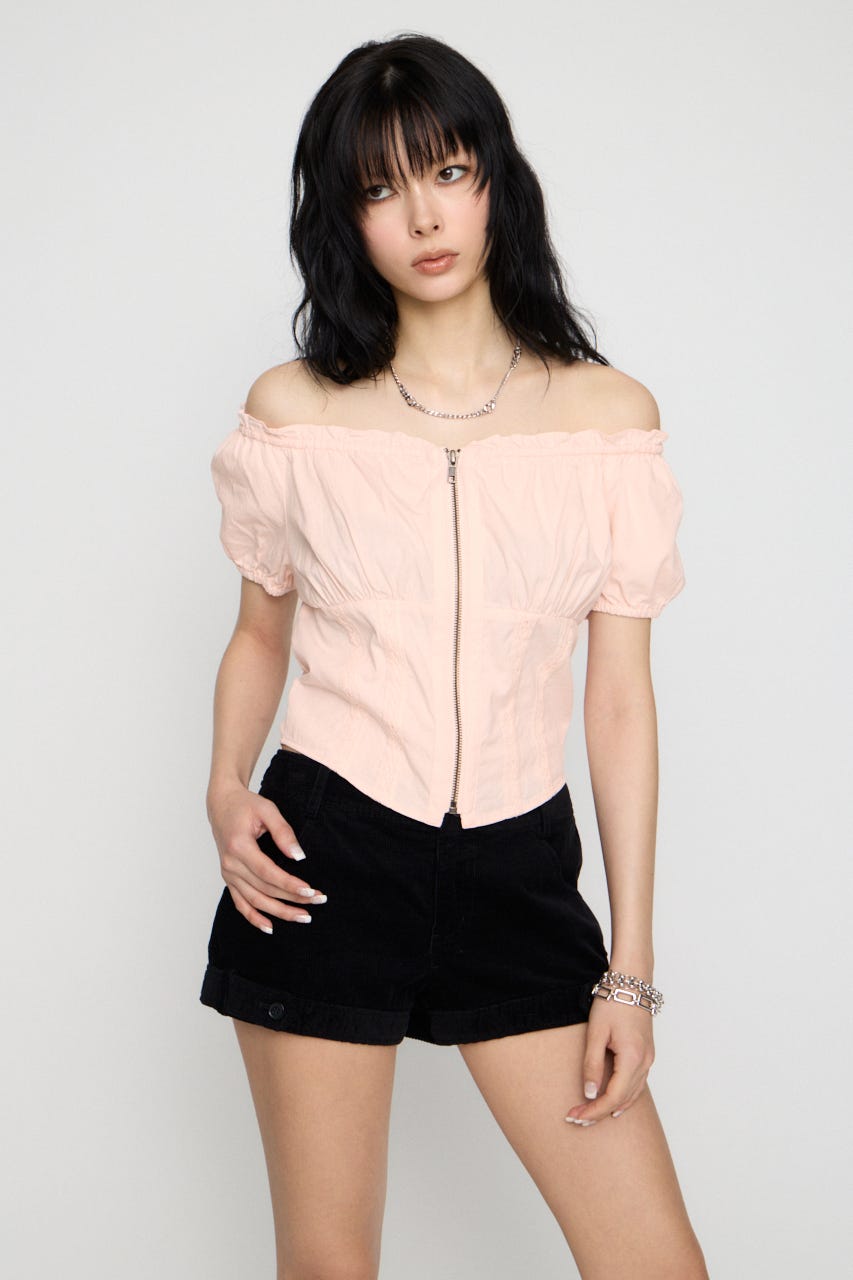 2WAY ZIP COTTON トップス L/PNK FREE