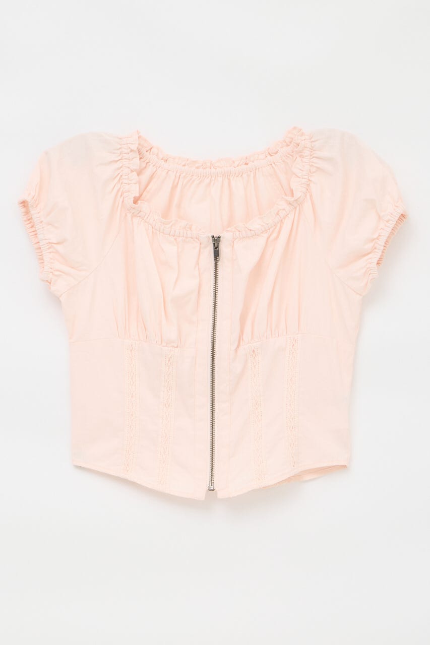 2WAY ZIP COTTON トップス L/PNK FREE