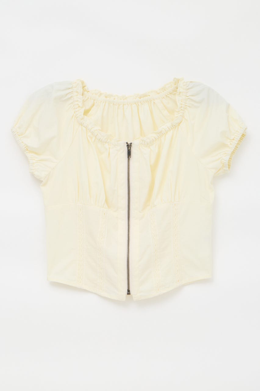 2WAY ZIP COTTON トップス WHT FREE