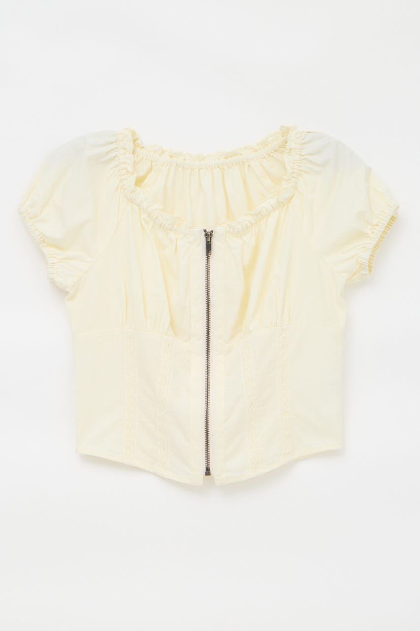 2WAY ZIP COTTON トップス WHT FREE