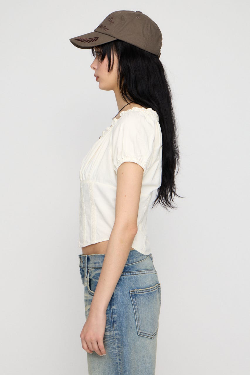 2WAY ZIP COTTON トップス WHT FREE