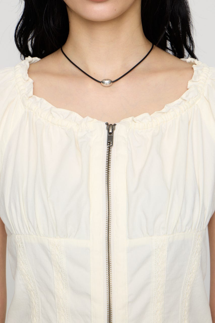 2WAY ZIP COTTON トップス WHT FREE