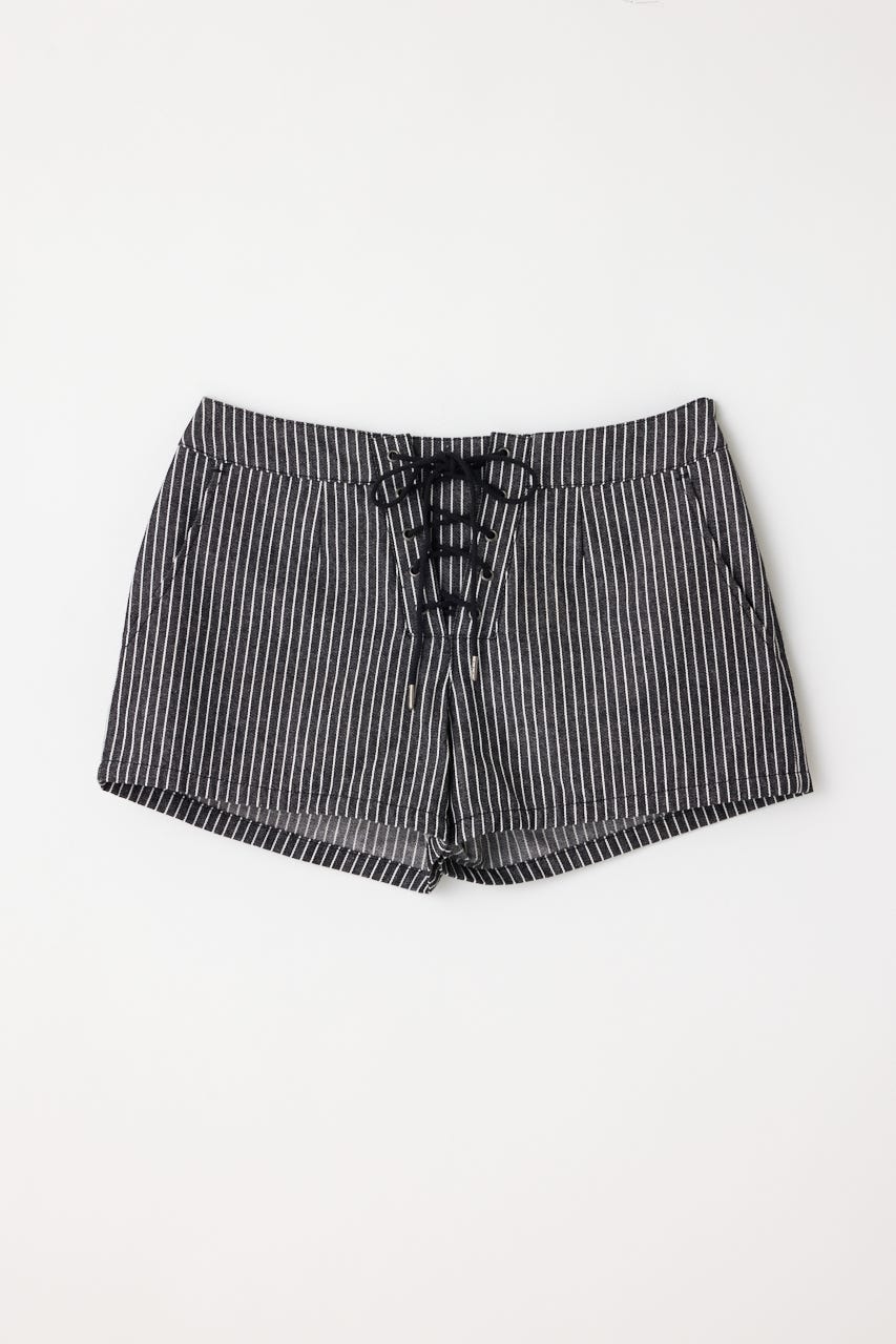 STRIPE LACE UP ショートパンツ BLK M