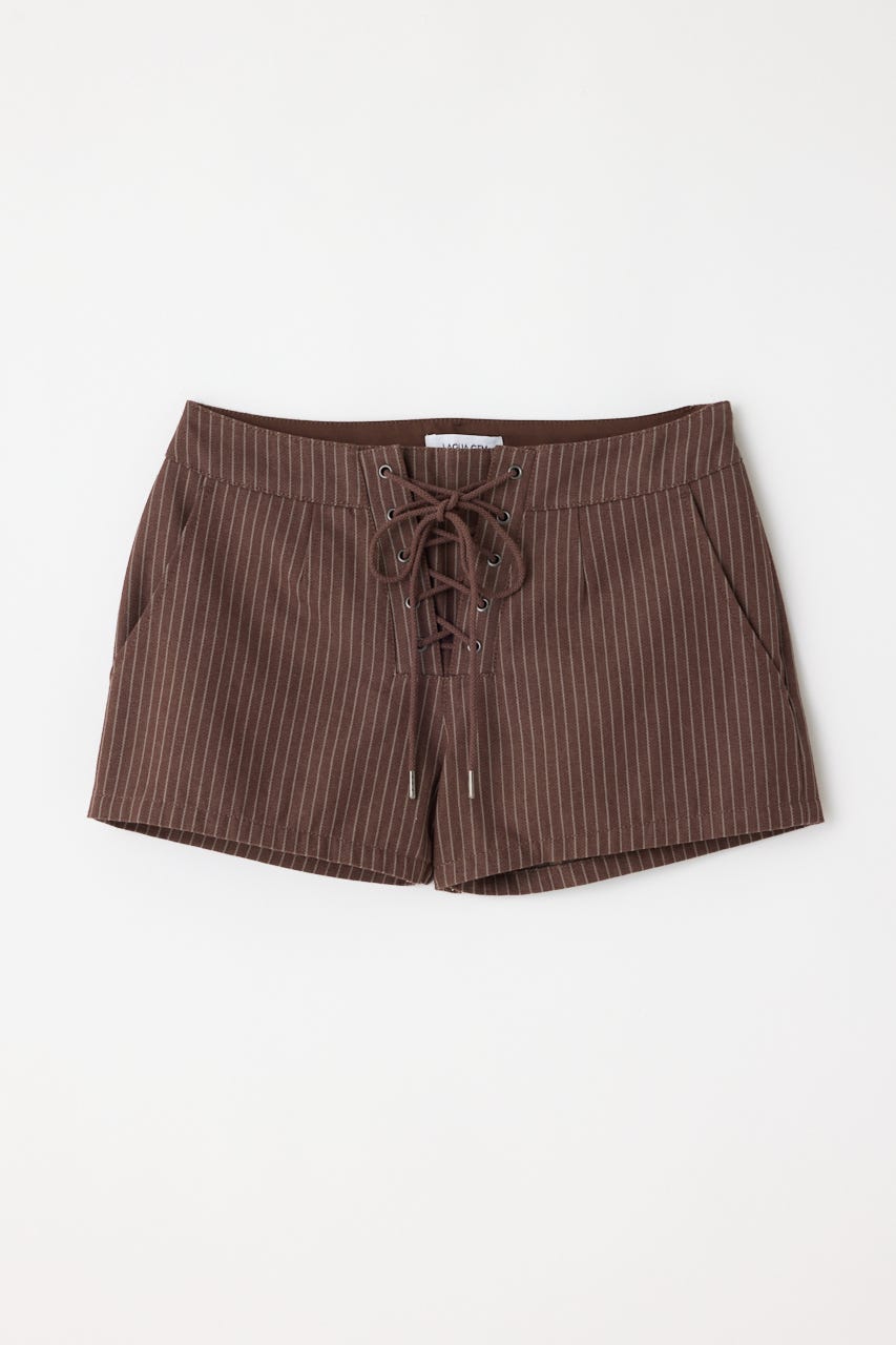 STRIPE LACE UP ショートパンツ BRN S