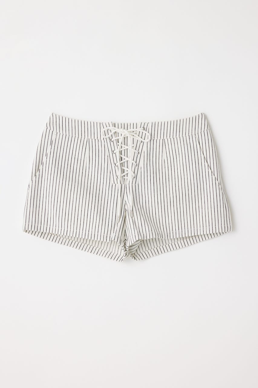 STRIPE LACE UP ショートパンツ WHT M