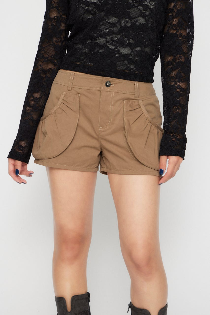 POCKET GATHER COMPACT ショートパンツ BEG M