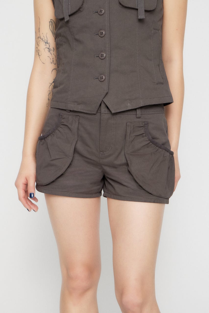 POCKET GATHER COMPACT ショートパンツ GRY XS