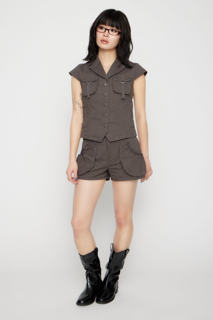 POCKET GATHER COMPACT ショートパンツ GRY XS