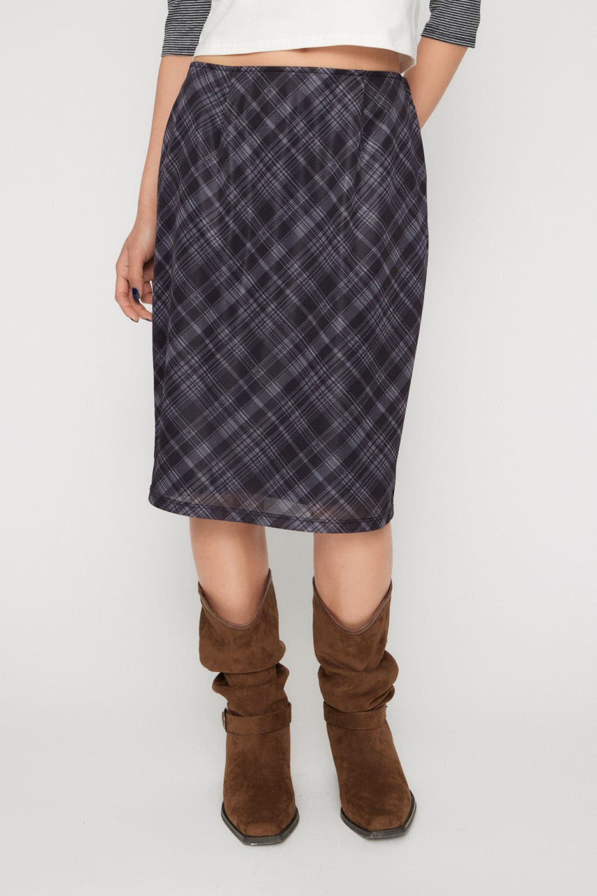 CHECK MIDDLE スカート BLK XS