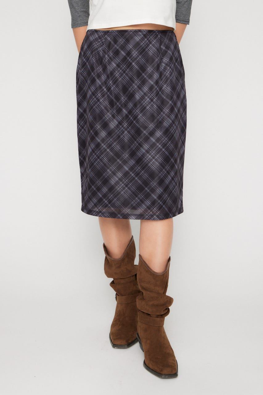 CHECK MIDDLE スカート BLK XS