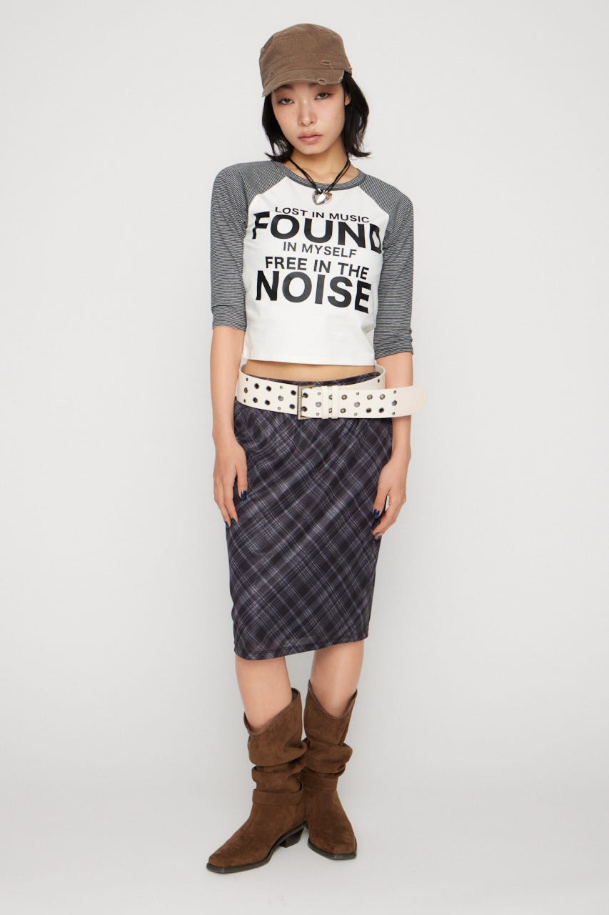 CHECK MIDDLE スカート BLK XS