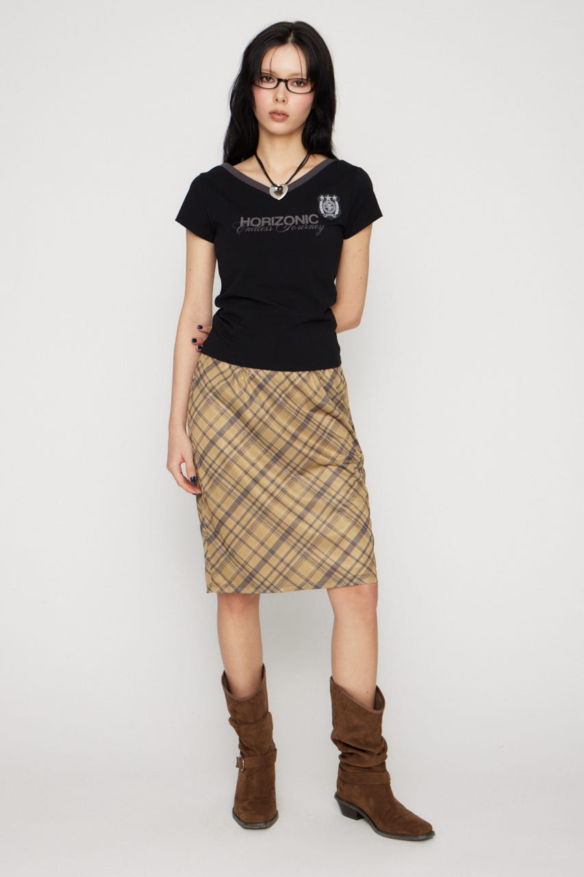 CHECK MIDDLE スカート D/YEL S