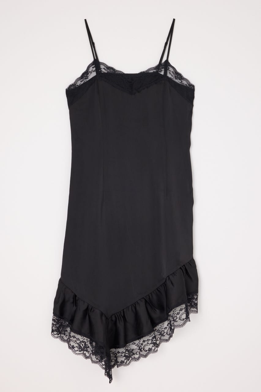 SATIN LACE CAMI ワンピース BLK S