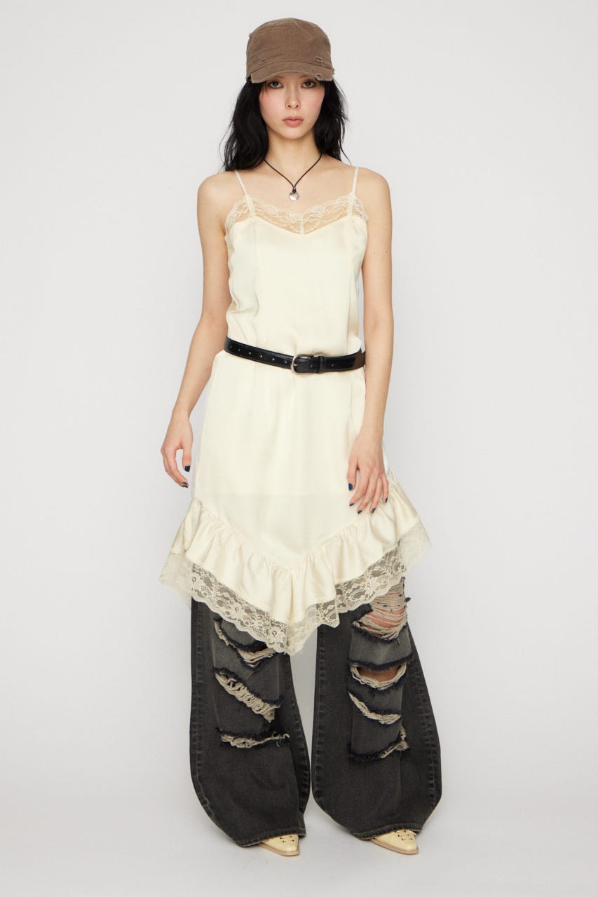 SATIN LACE CAMI ワンピース O/WHT M
