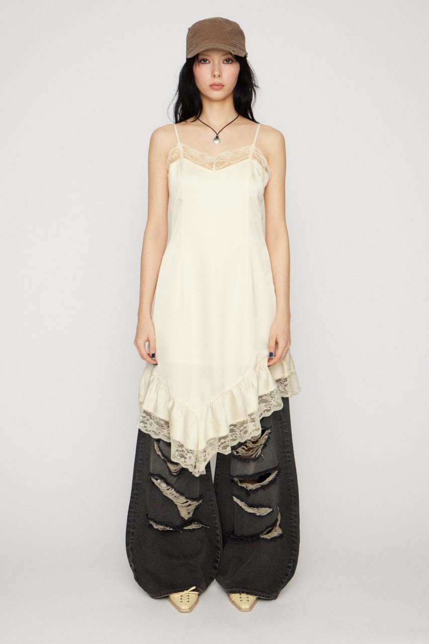 SATIN LACE CAMI ワンピース O/WHT M