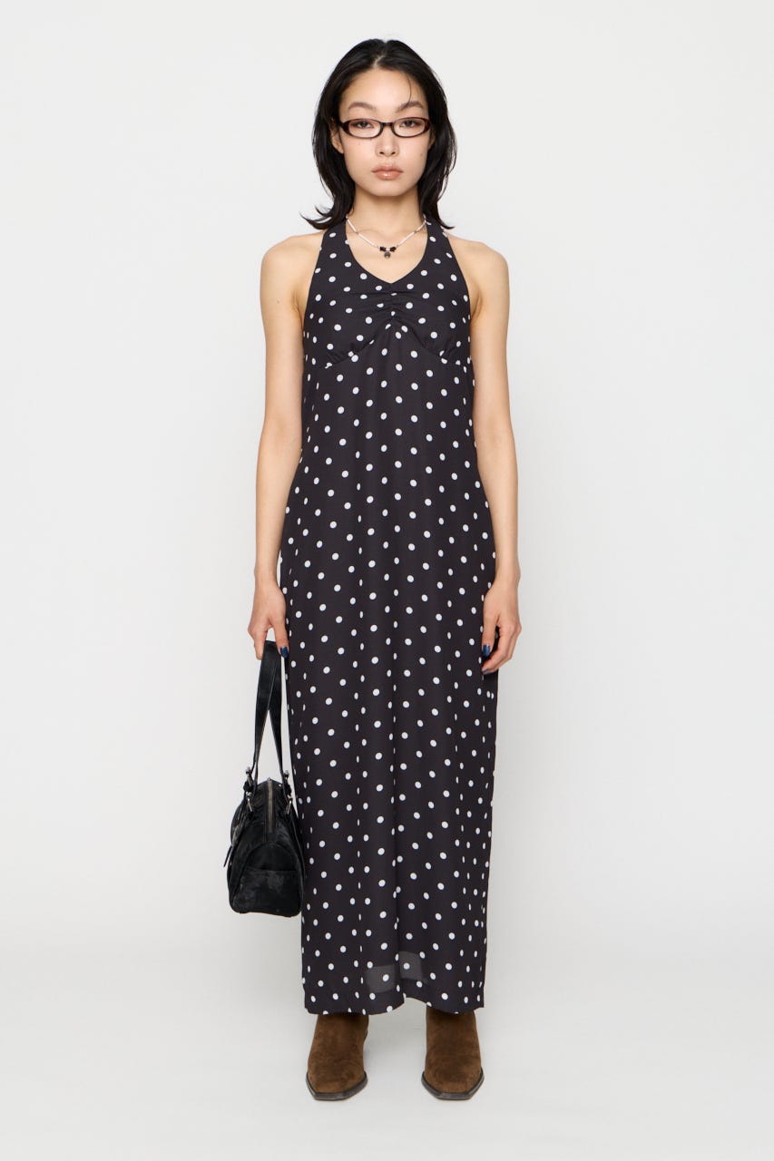 HALTER NECK DOT ワンピース BLK S