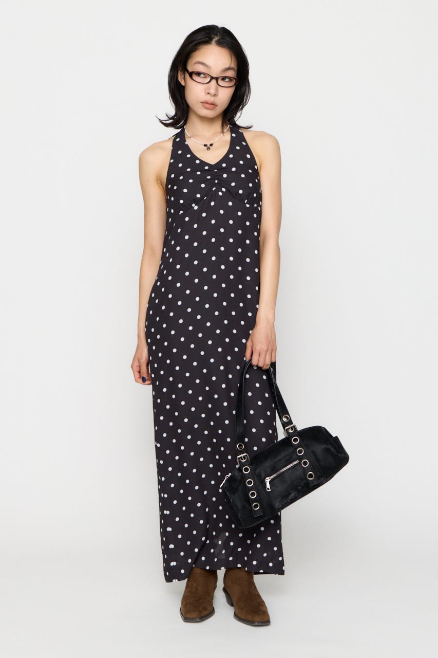 HALTER NECK DOT ワンピース BLK S