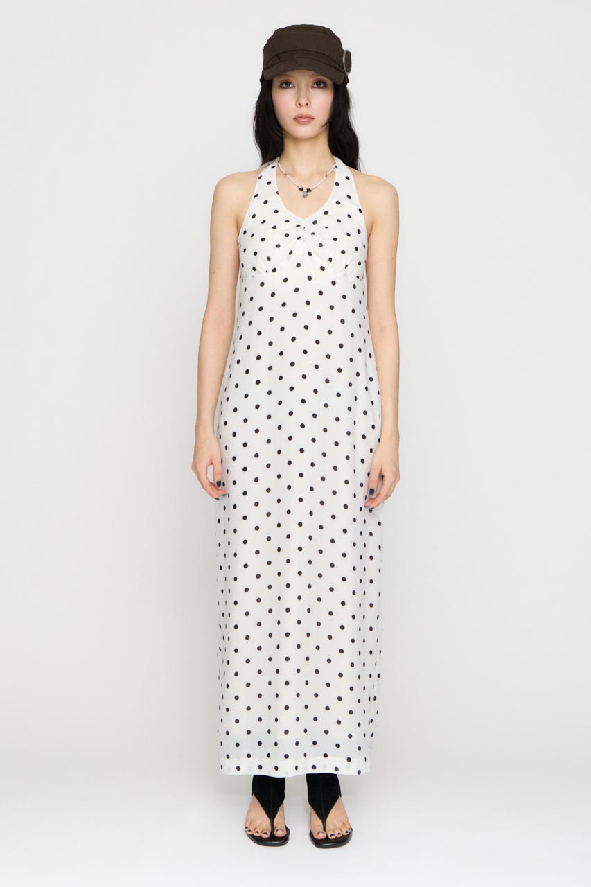 HALTER NECK DOT ワンピース WHT M