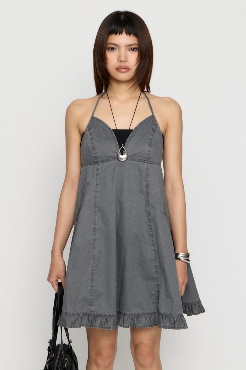 COTTON ZIP HALTER NECK ワンピース C.GRY S