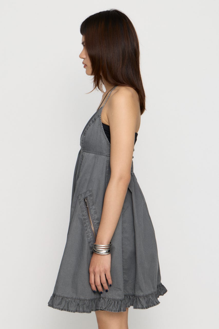 COTTON ZIP HALTER NECK ワンピース C.GRY S