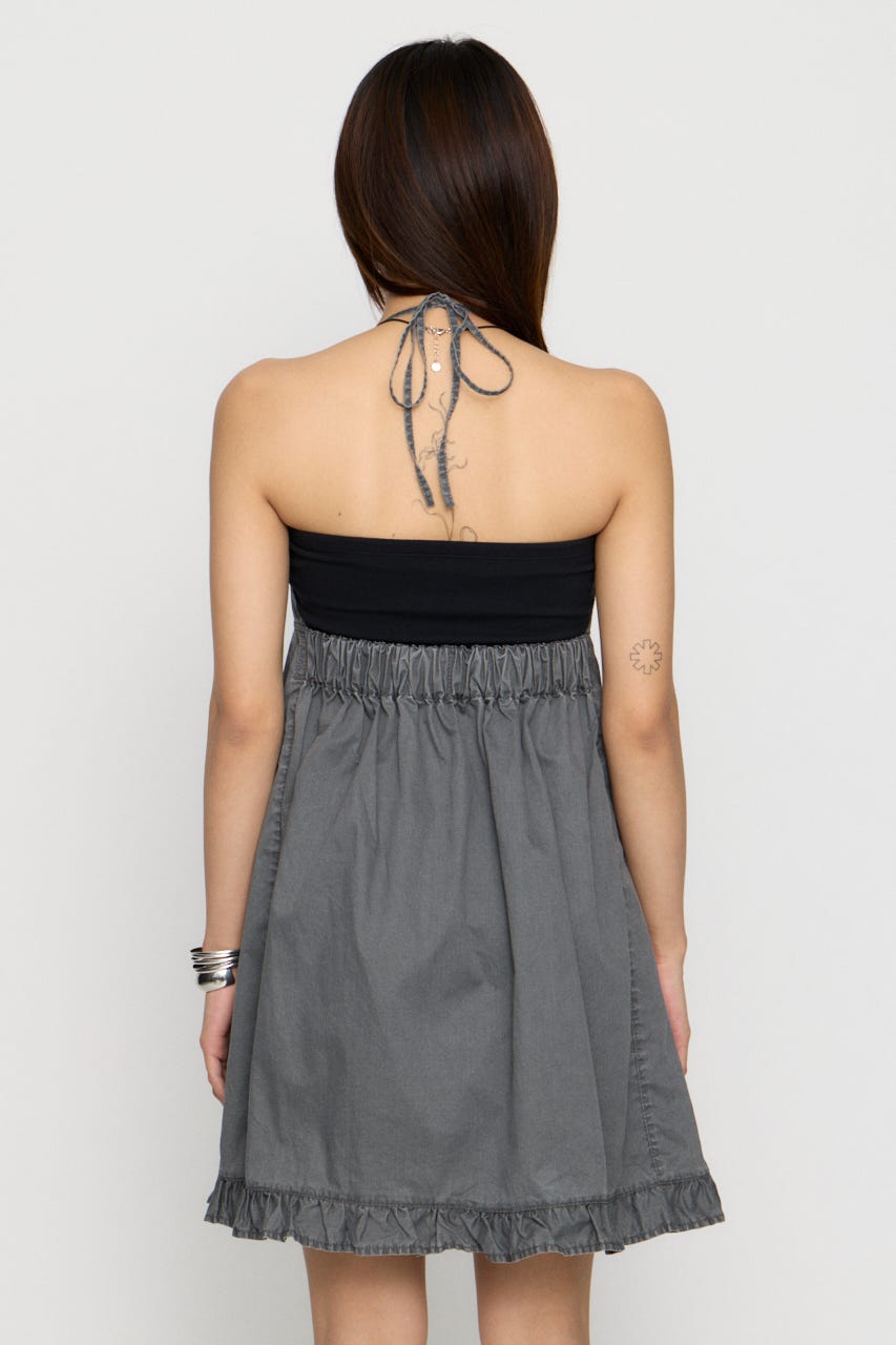 COTTON ZIP HALTER NECK ワンピース C.GRY S