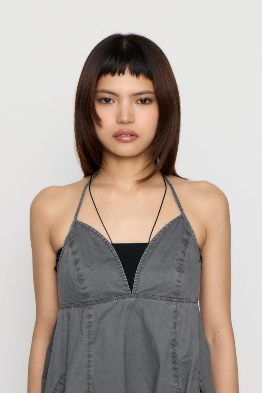 COTTON ZIP HALTER NECK ワンピース C.GRY S