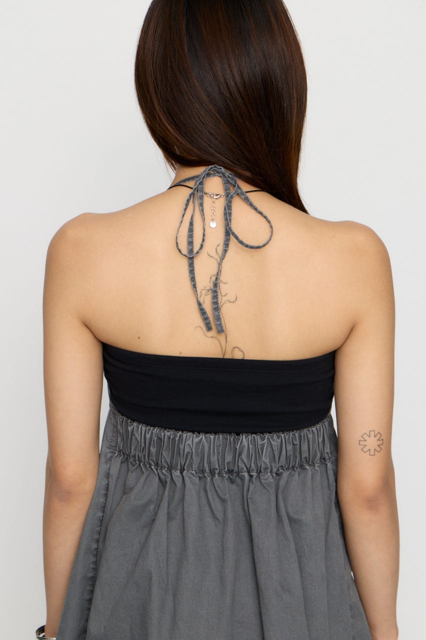 COTTON ZIP HALTER NECK ワンピース C.GRY S
