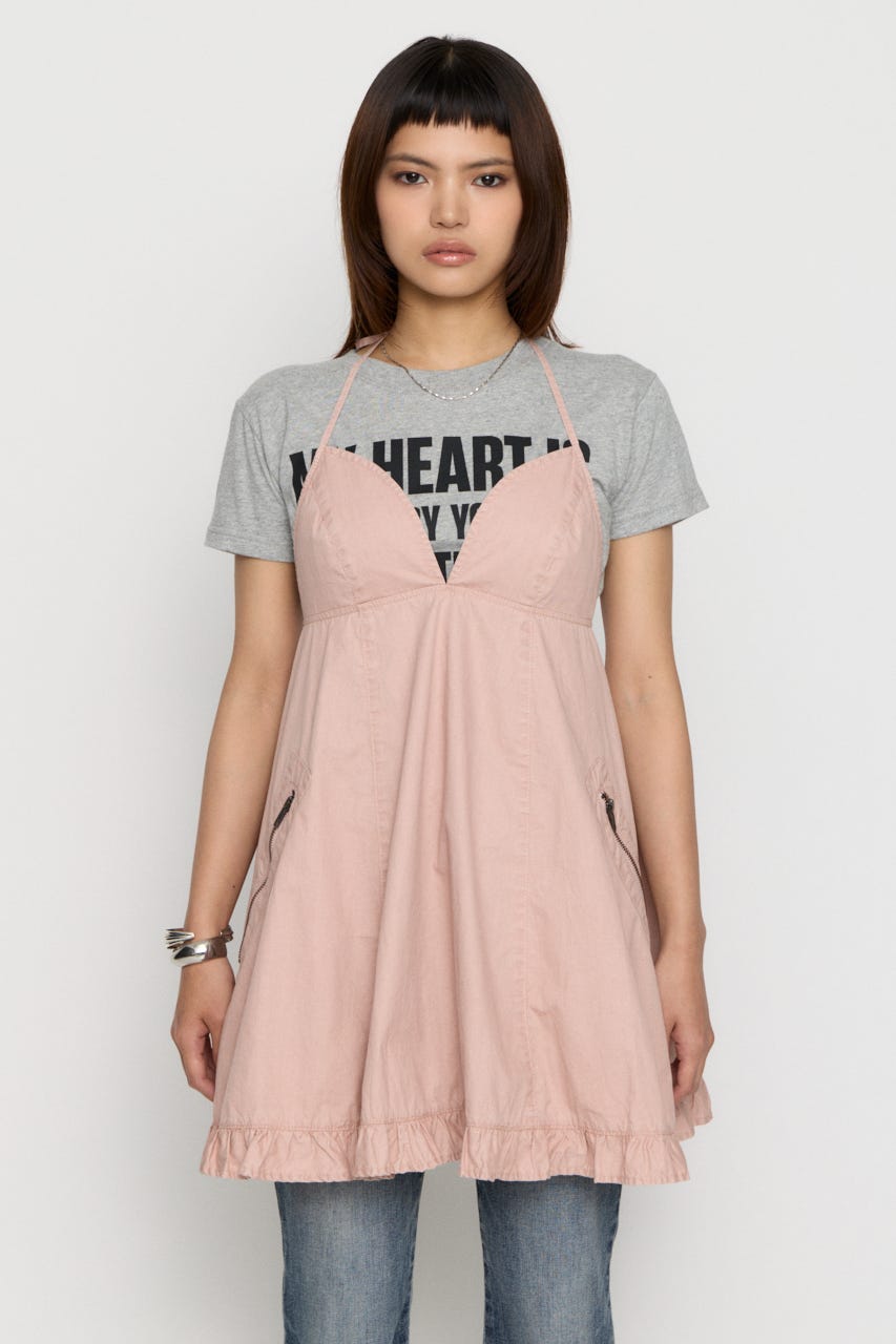 COTTON ZIP HALTER NECK ワンピース PNK S