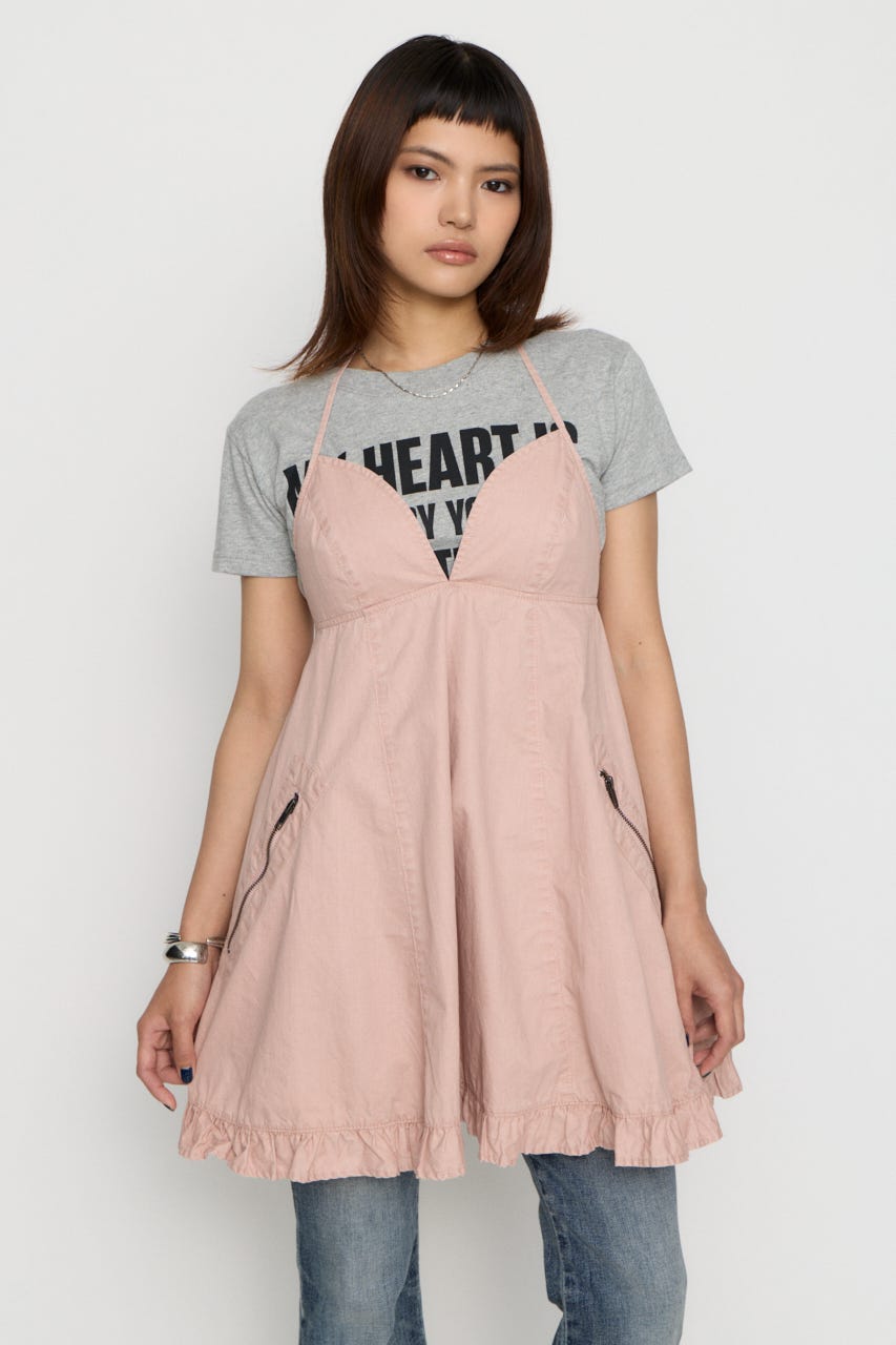 COTTON ZIP HALTER NECK ワンピース PNK S