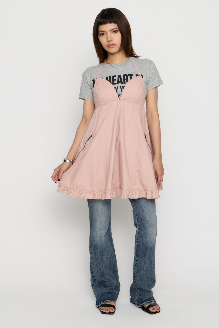 COTTON ZIP HALTER NECK ワンピース PNK S