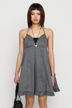 COTTON ZIP HALTER NECK ワンピース