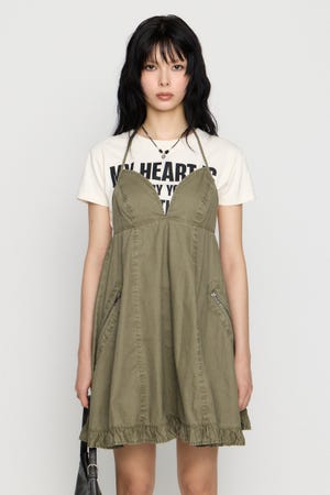 COTTON ZIP HALTER NECK ワンピース